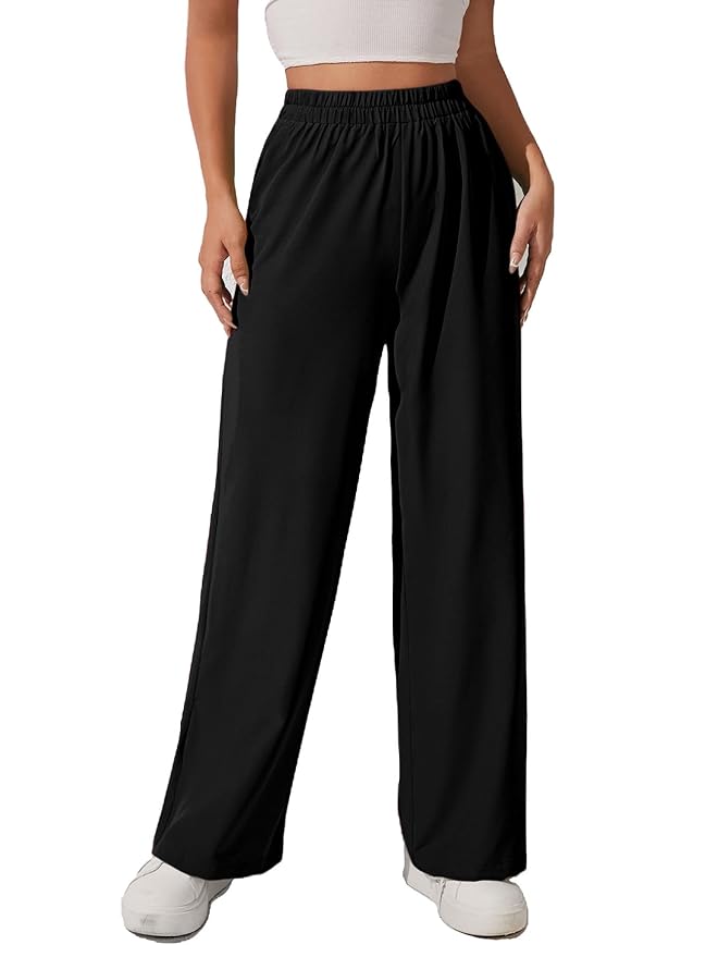 Women & Girls' Solid Oversized Wide Pants Trousers