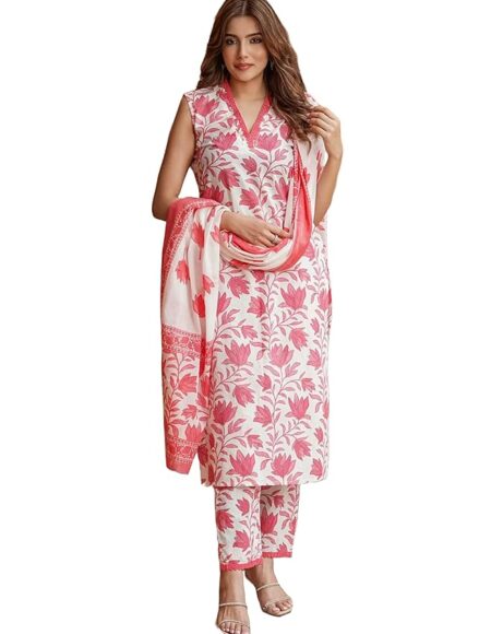 Women’s Blend Printed Straight Kurta with Pant & Dupatta