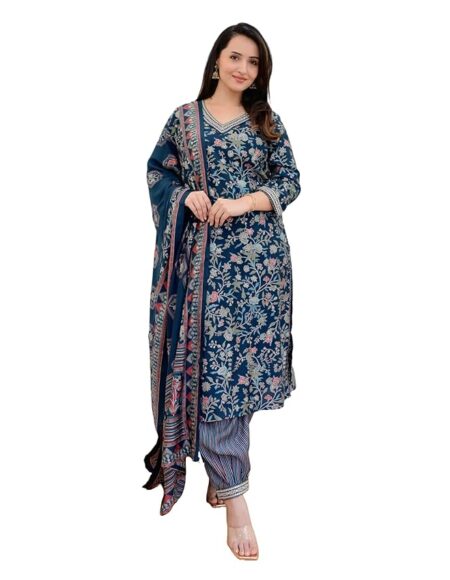 Women Printed Kurta and Pant Set With Dupatta
