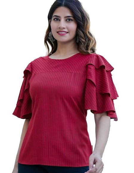 Stripe Printed Straight Regular Fit Top For Women