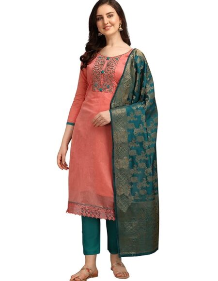 Women’s Cotton Salwar Suit Banarasi Dupatta