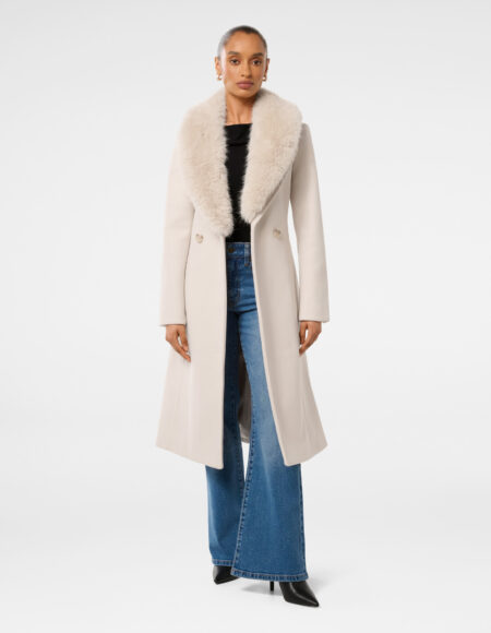 Monica Petite Fur Collar Wrap Coat