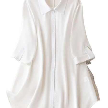 Solid Button Front Shirt Dress for Women