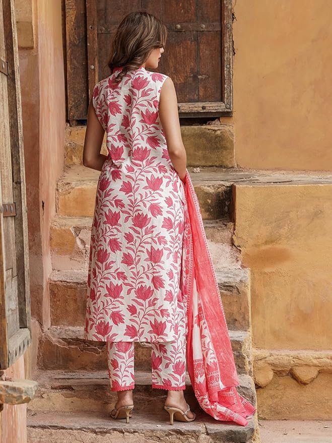 Women’s Blend Printed Straight Kurta with Pant & Dupatta