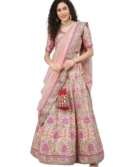 Women's Silk Semi Stitched Lehenga Choli With Dupatta | Heavy Embroidery Pattern