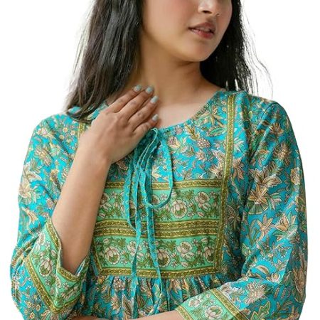 Women’s Floral Placement Printed A-Line Short Kurti