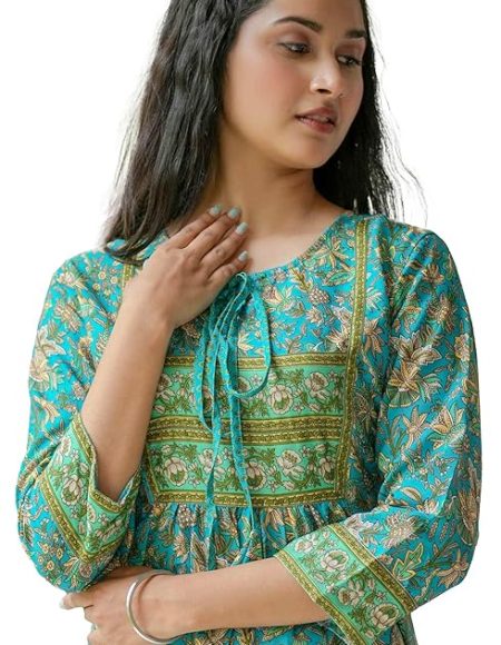 Women’s Floral Placement Printed A-Line Short Kurti